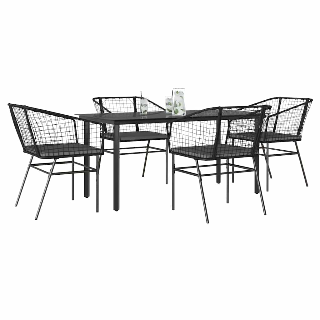3 Dele Spisebordssæt til Haven Polyrattan Glas Sort