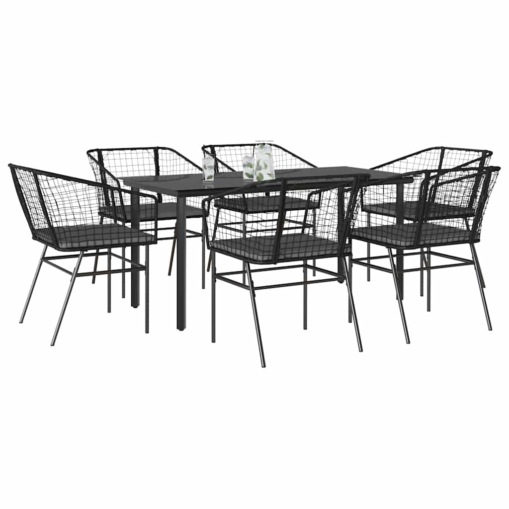 3 Dele Spisebordssæt til Haven Polyrattan Glas Sort