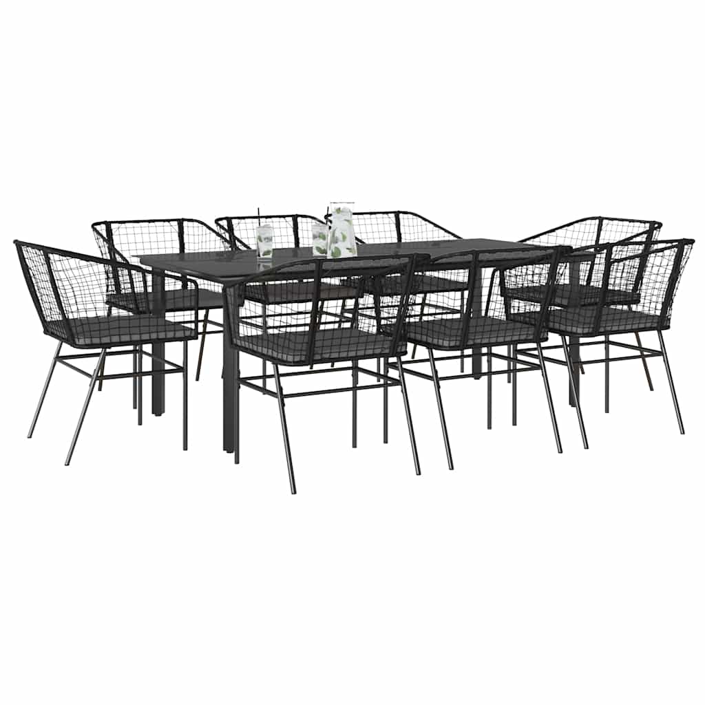 3 Dele Spisebordssæt til Haven Polyrattan Glas Sort