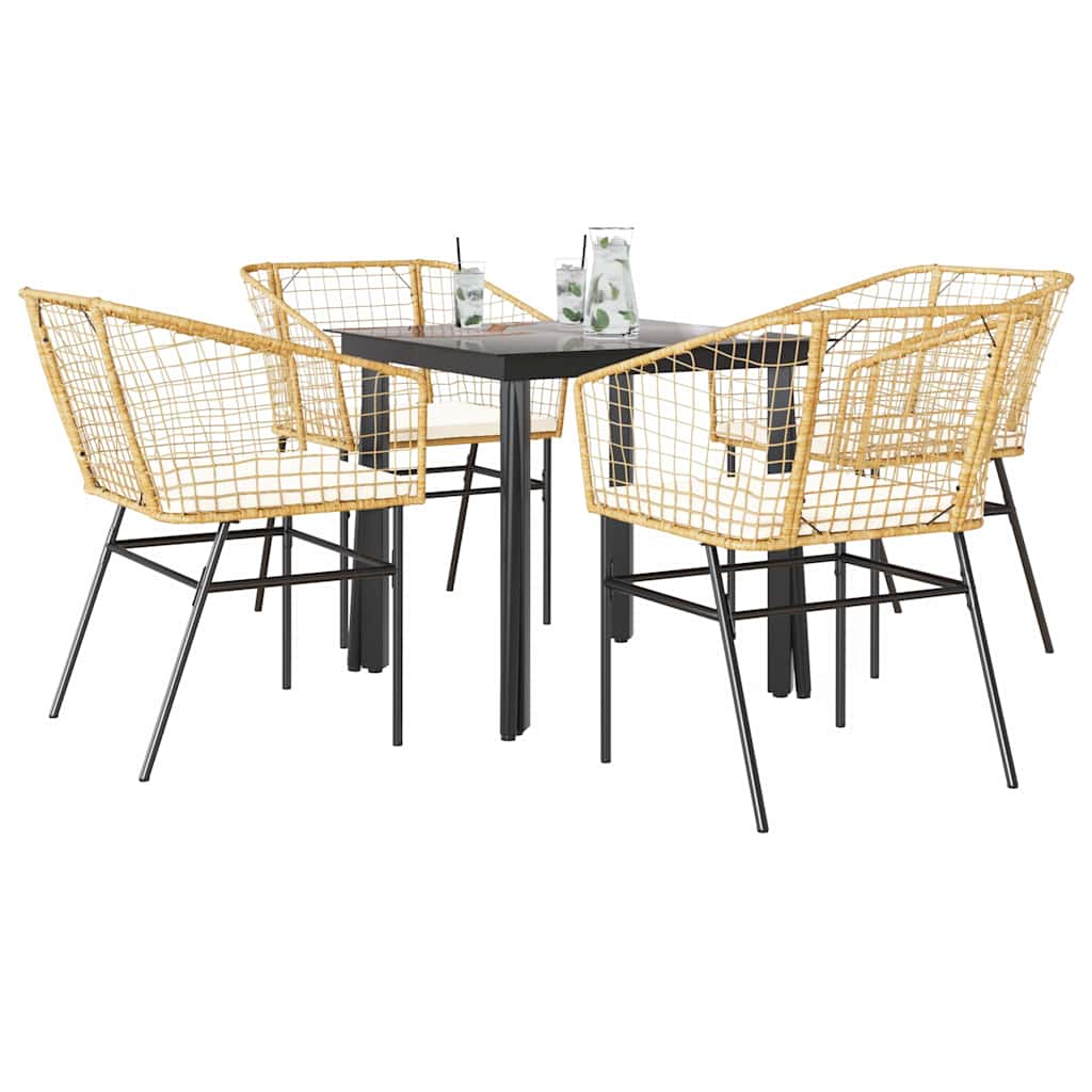 3 Dele Spisebordssæt til Haven Polyrattan Glas Sort