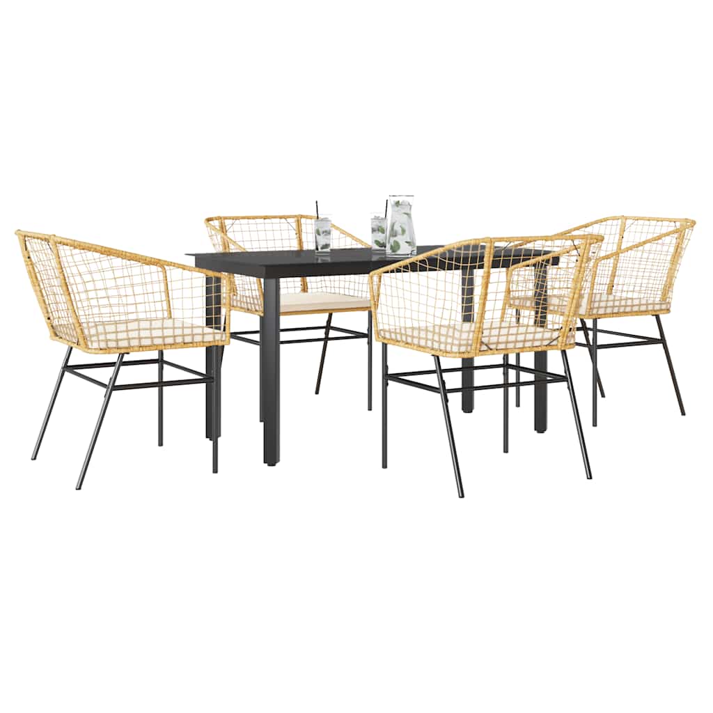 3 Dele Spisebordssæt til Haven Polyrattan Glas Sort