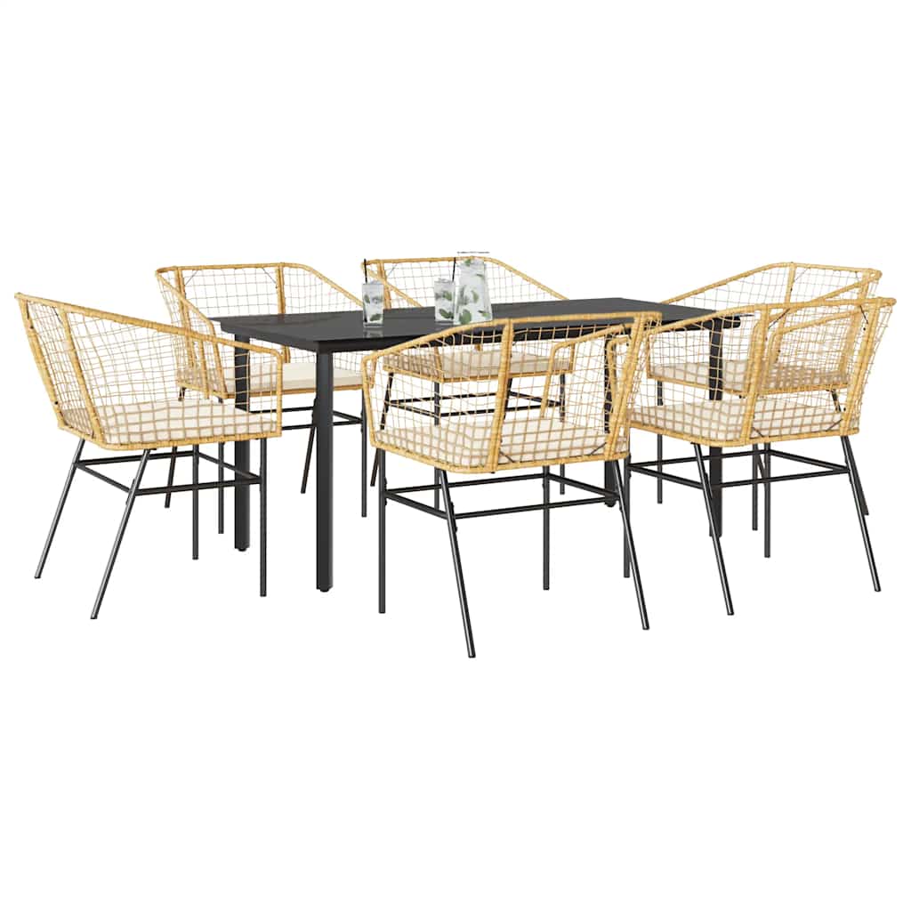 3 Dele Spisebordssæt til Haven Polyrattan Glas Sort