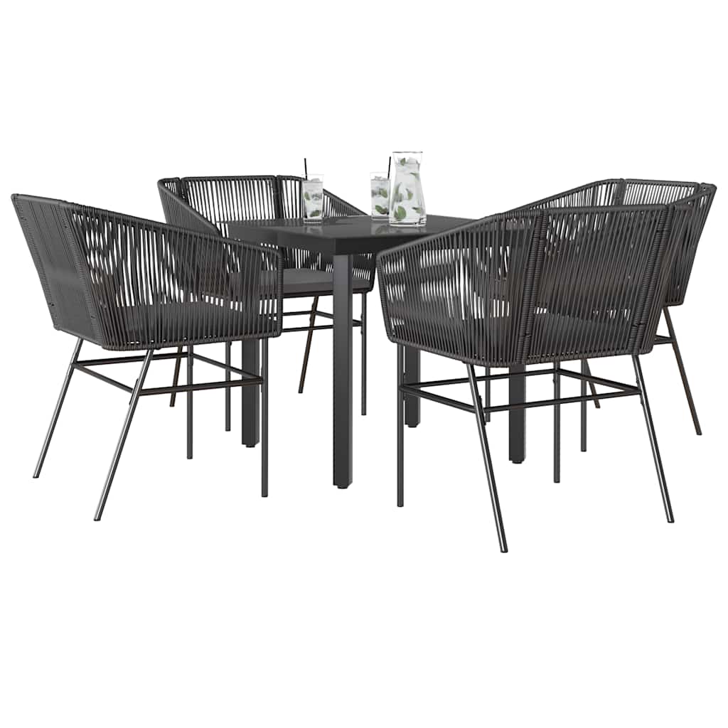 3 Dele Spisebordssæt til Haven M. Hynder Polyrattan Glas Sort