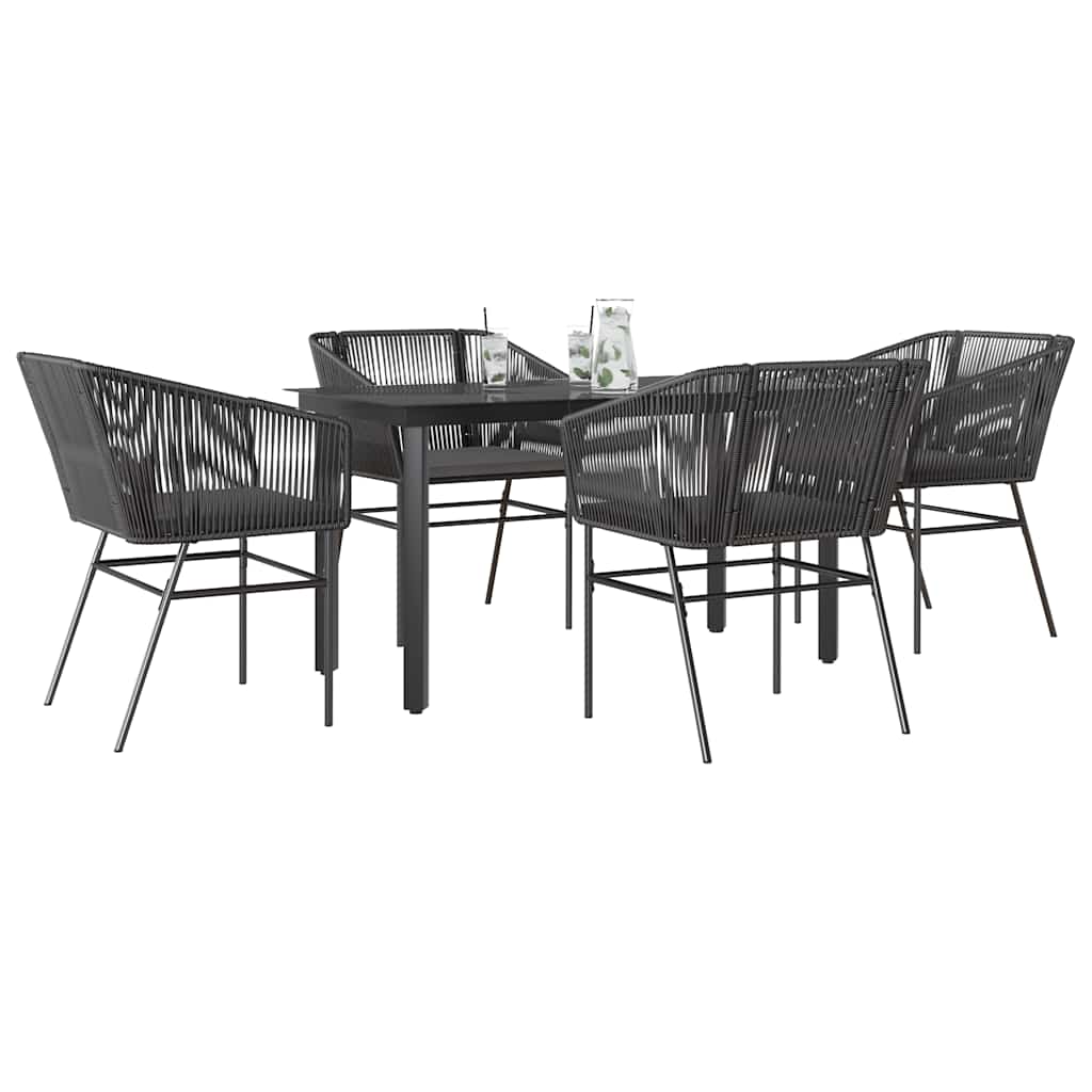 3 Dele Spisebordssæt til Haven M. Hynder Polyrattan Glas Sort