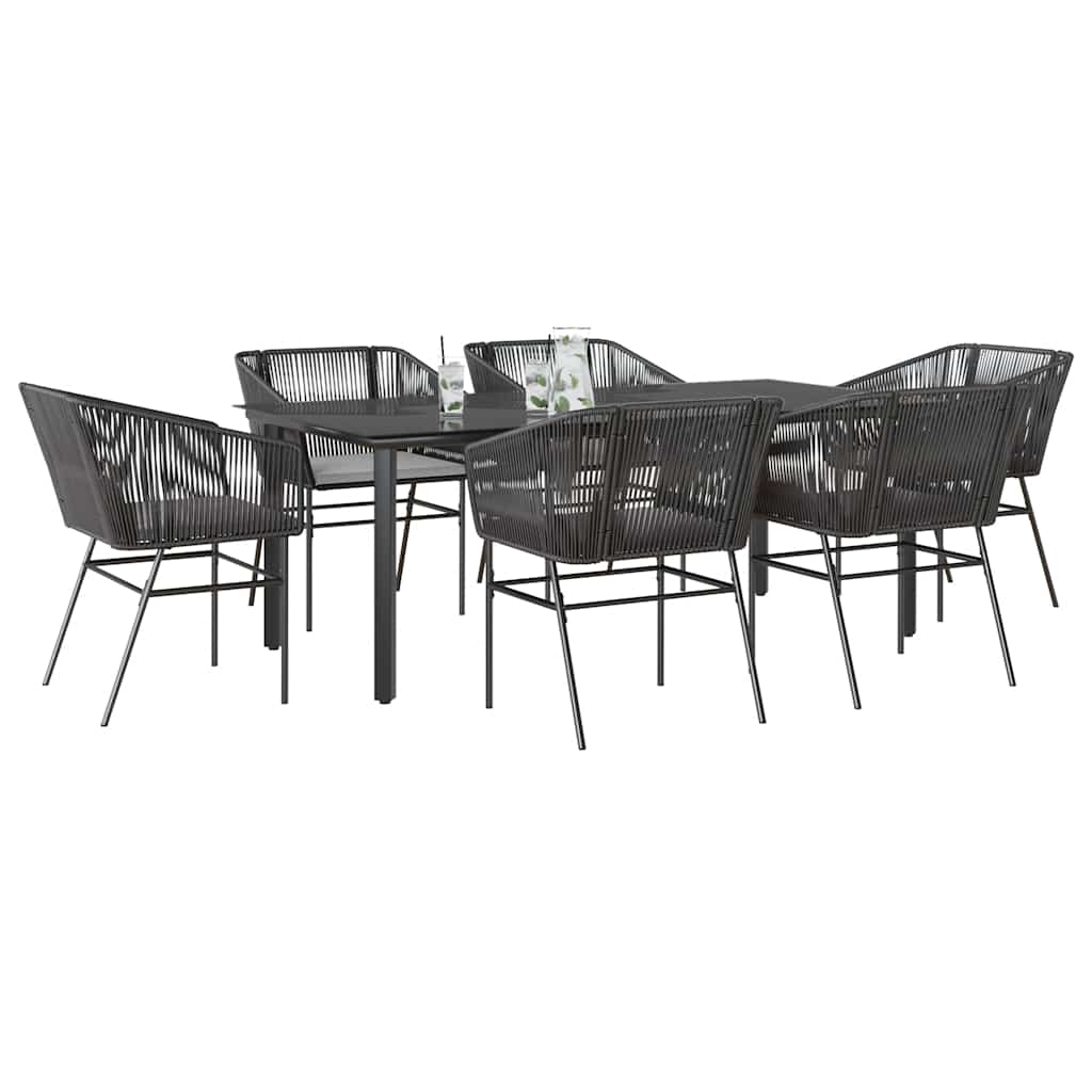 3 Dele Spisebordssæt til Haven M. Hynder Polyrattan Glas Sort