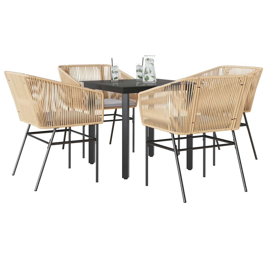 3 Dele Spisebordssæt til Haven M. Hynder Polyrattan Glas Sort