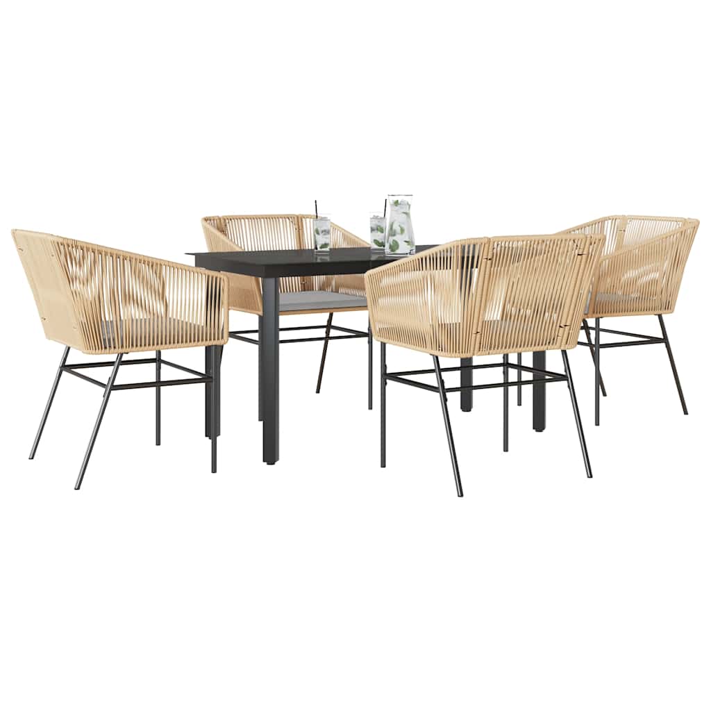 3 Dele Spisebordssæt til Haven M. Hynder Polyrattan Glas Sort