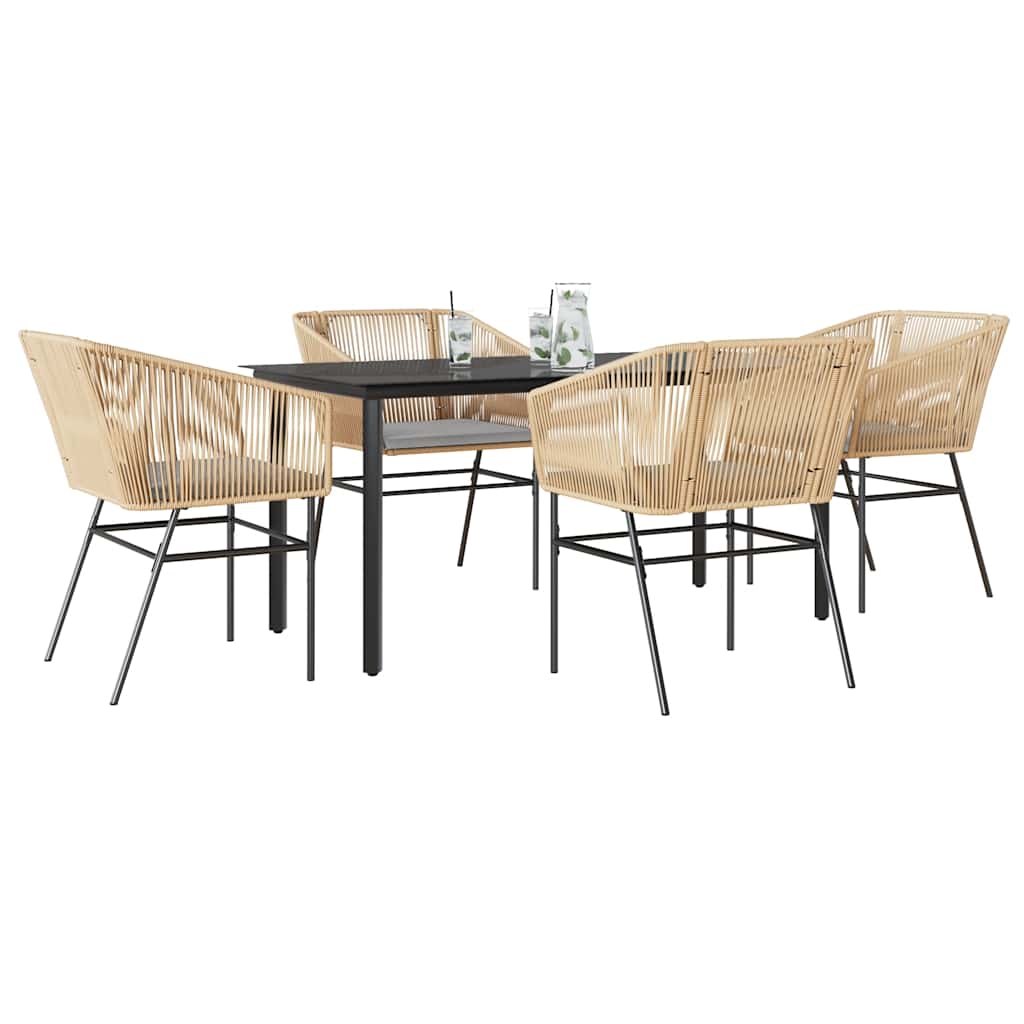 3 Dele Spisebordssæt til Haven M. Hynder Polyrattan Glas Sort