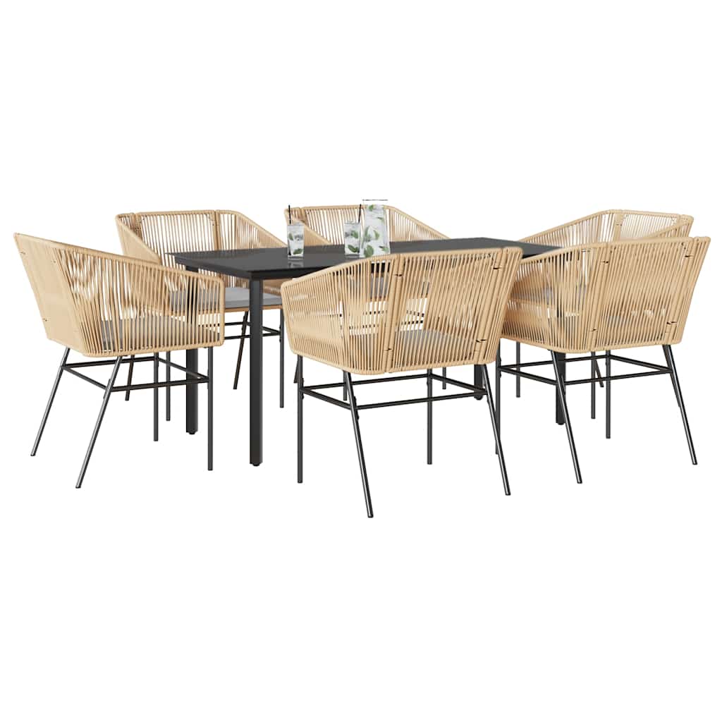 3 Dele Spisebordssæt til Haven M. Hynder Polyrattan Glas Sort
