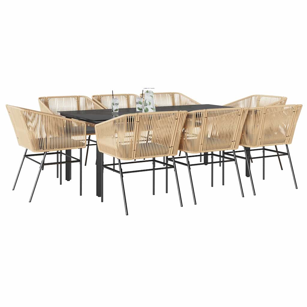 3 Dele Spisebordssæt til Haven M. Hynder Polyrattan Glas Sort