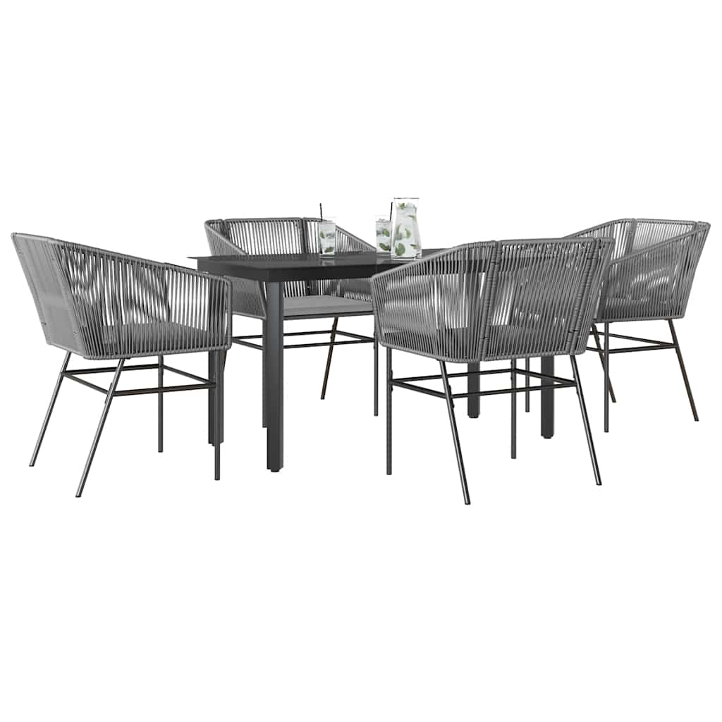 3 Dele Spisebordssæt til Haven M. Hynder Polyrattan Glas Sort