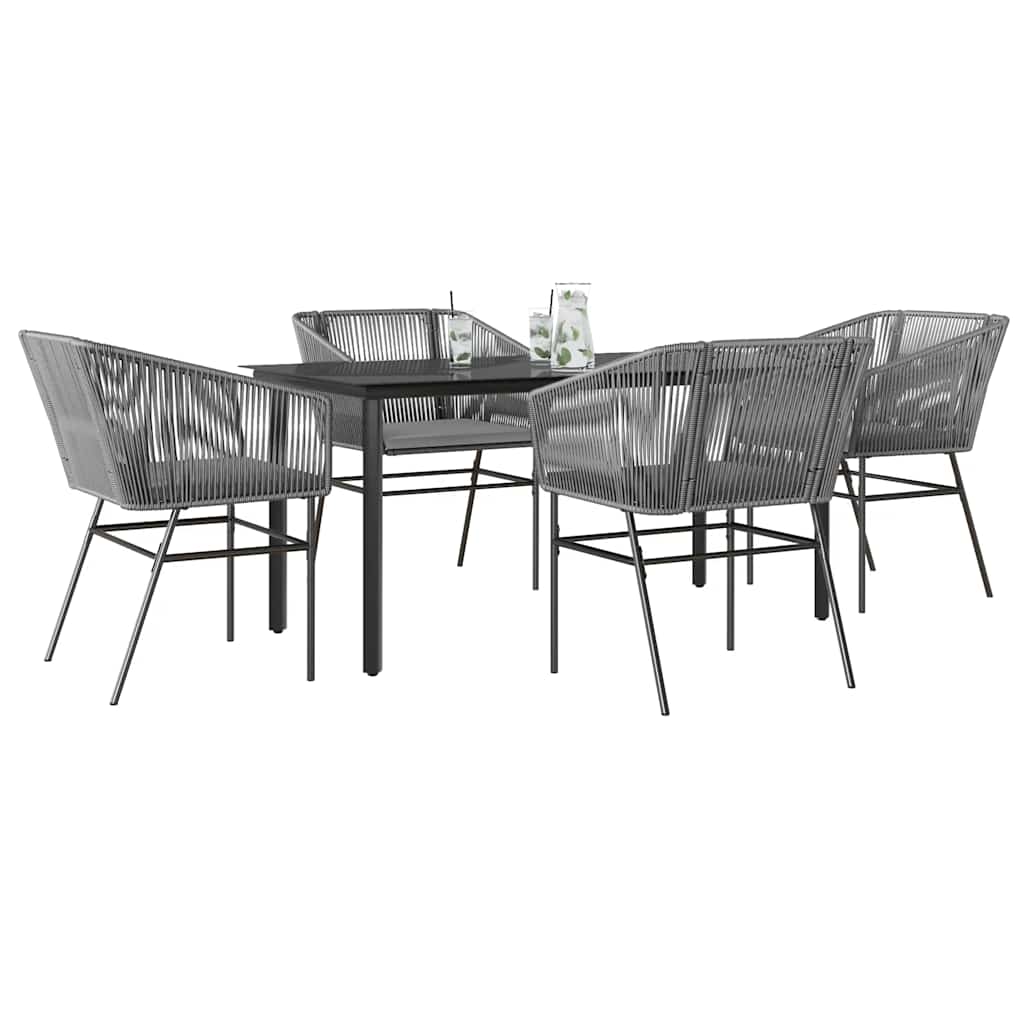 3 Dele Spisebordssæt til Haven M. Hynder Polyrattan Glas Sort