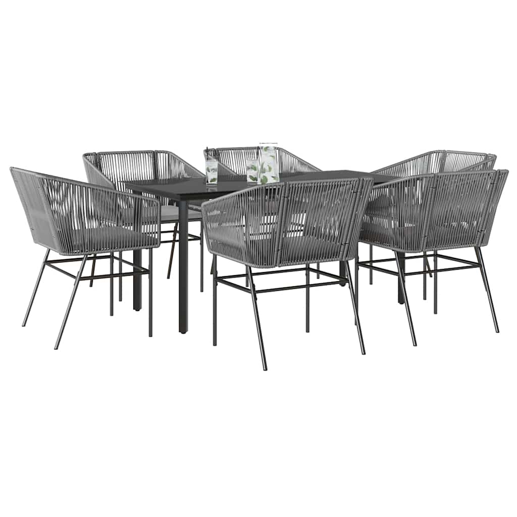 3 Dele Spisebordssæt til Haven M. Hynder Polyrattan Glas Sort