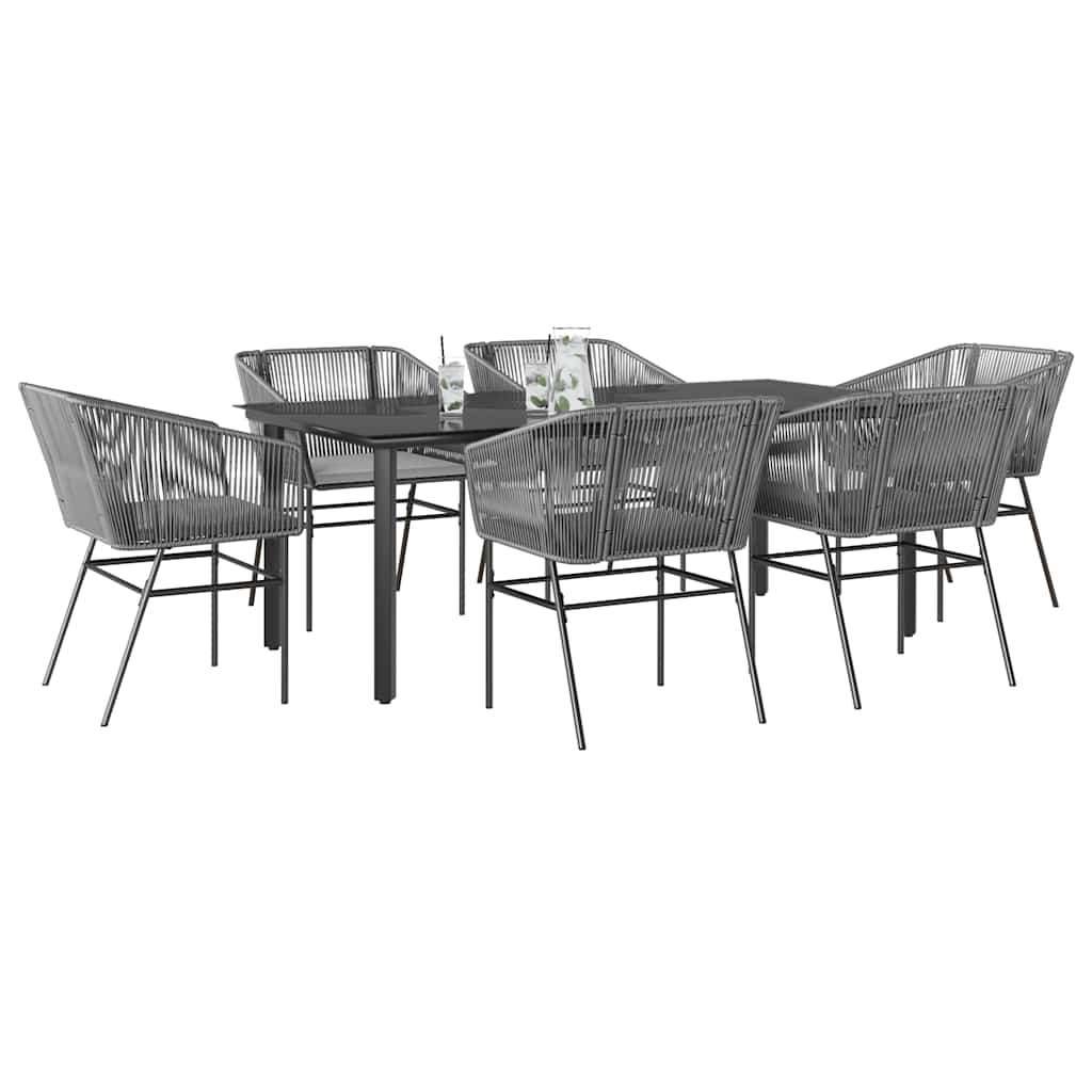 3 Dele Spisebordssæt til Haven M. Hynder Polyrattan Glas Sort