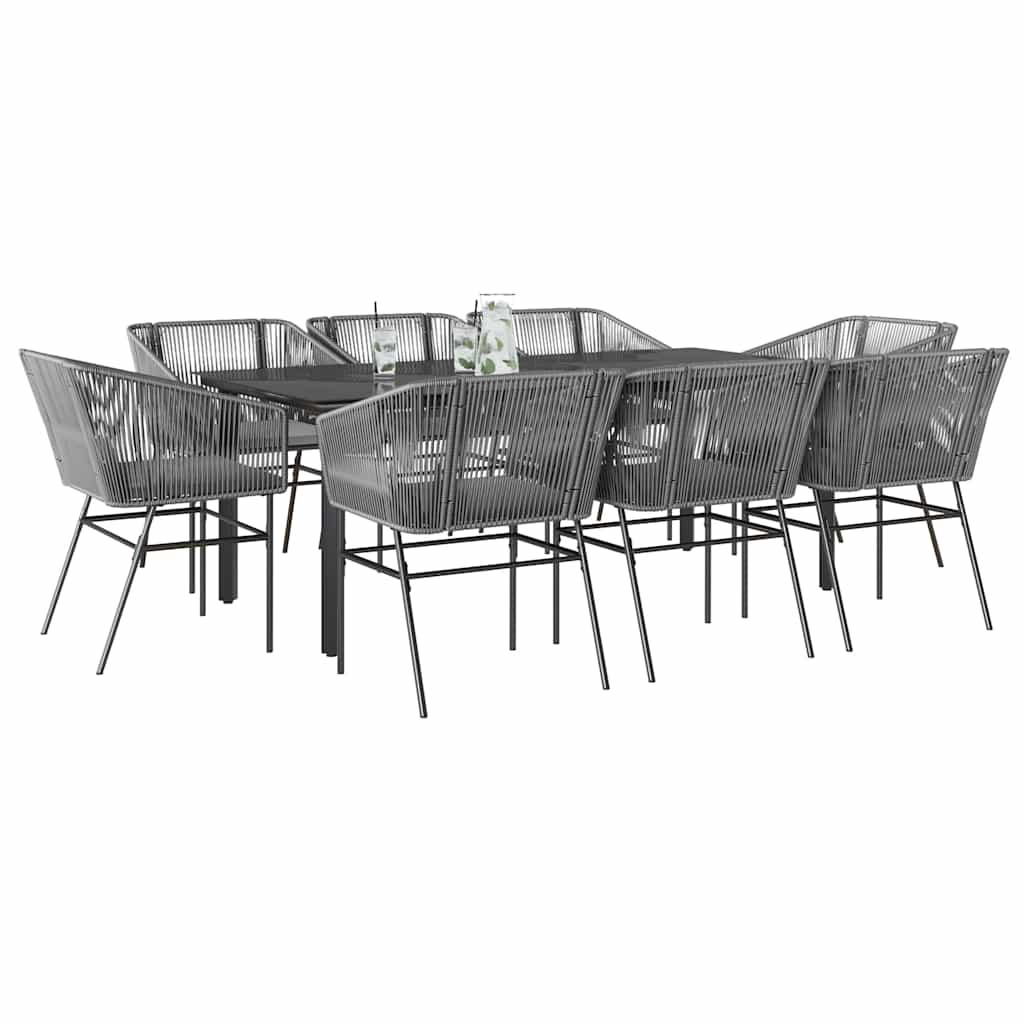 3 Dele Spisebordssæt til Haven M. Hynder Polyrattan Glas Sort