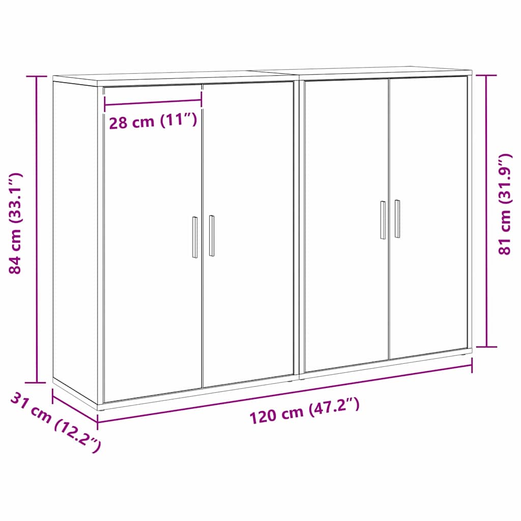 Sideboard Gammelt Træ 60 X 31 X 84 Cm Konstrueret Træ - Billede 11
