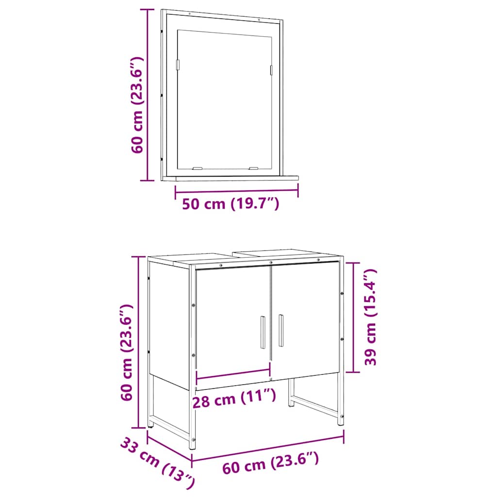 Badeværelsesmøbel Sæt Med Opbevaring 2 Pcs Brun 60 X 33 X 60 Cm - Billede 12