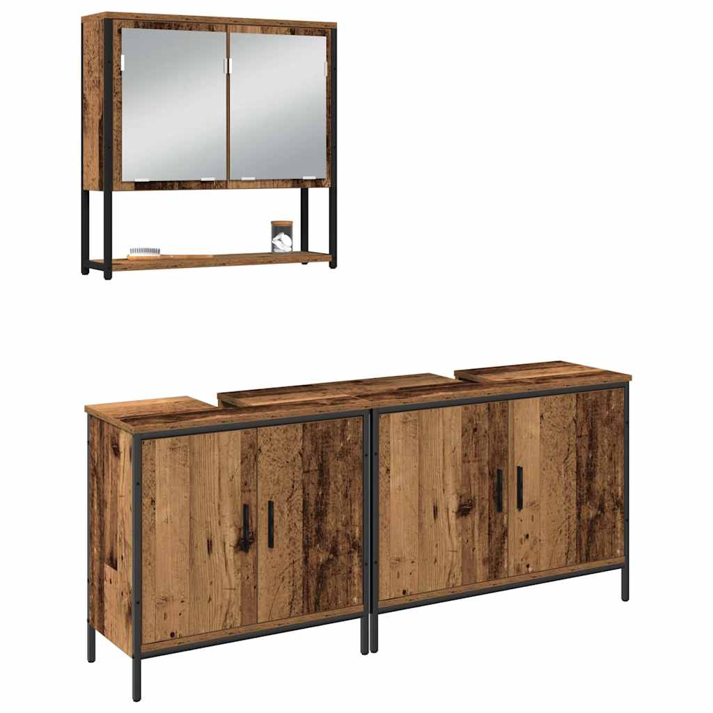Badeværelsesmøbel Sæt Med Opbevaring 3 Pcs Brun 80 X 30 X 44 Cm - Billede 3