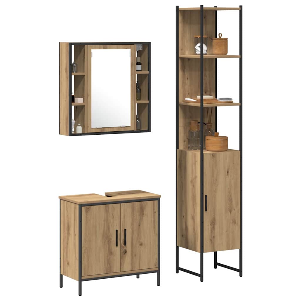 Badeværelsesvaske Brun 33 X 33 X 185.5 Cm Konstrueret Træ - Billede 3