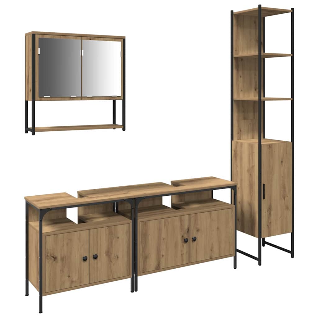 Badeværelsesmøbel Sæt 4 Pcs Artisan Eg 33 X 33 X 185.5 Cm - Billede 2