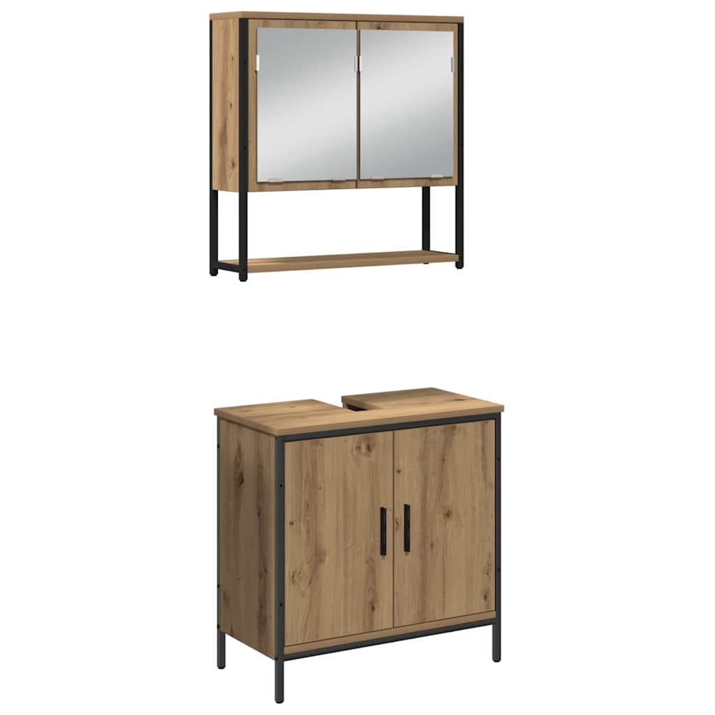 Badeværelsesmøbel Sæt Med Dør 4 Pcs Brun 33 X 33 X 185.5 Cm - Billede 7