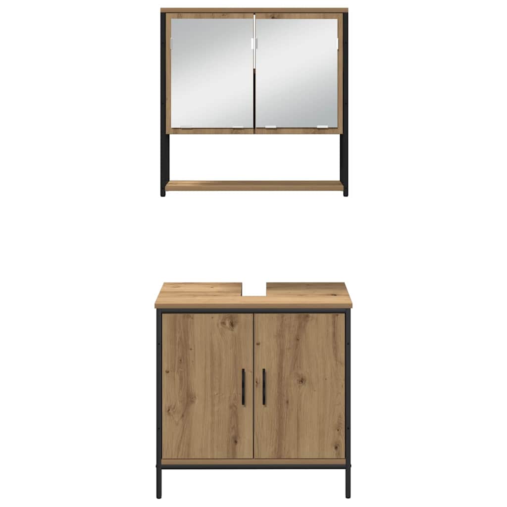 Badeværelsesmøbel Sæt Med Dør 4 Pcs Brun 33 X 33 X 185.5 Cm - Billede 10