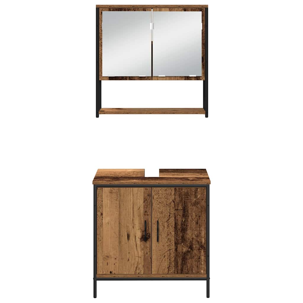 Badeværelsesmøbel Sæt Med Dør 4 Pcs Brun 33 X 33 X 185.5 Cm - Billede 10