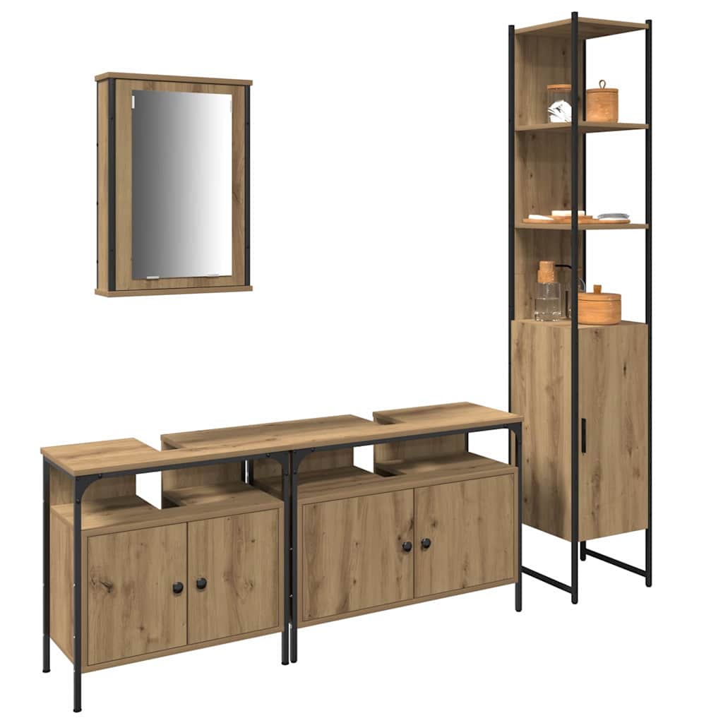 Badeværelsesmøbel Sæt 4 Pcs Artisan Eg 33 X 33 X 185.5 Cm - Billede 3