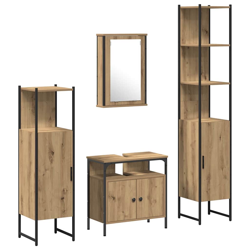 Badeværelsesmøbel Sæt 4 Pcs Artisan Eg 33 X 33 X 185.5 Cm - Billede 2