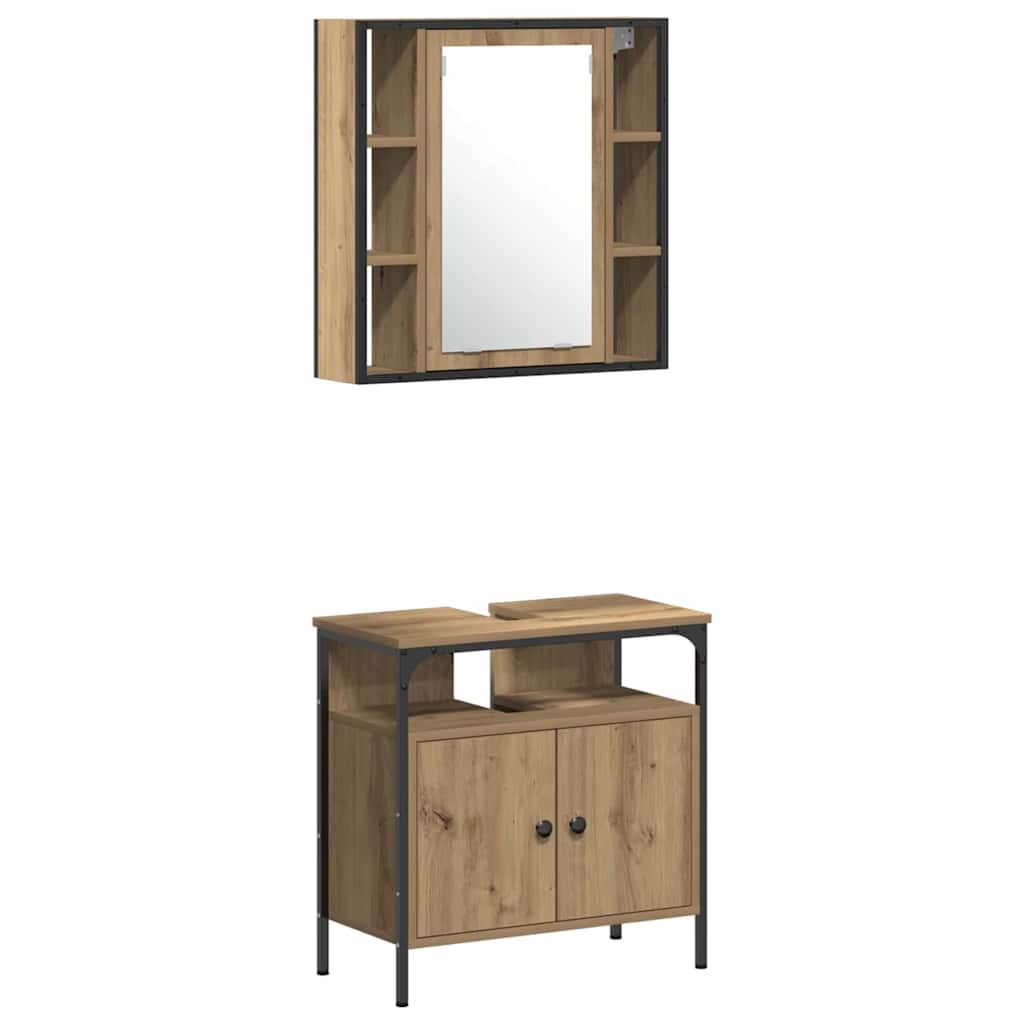 Badeværelsesskabsæt Med Dør 4 Pcs Artisan Eg 33 X 33 X 185.5 Cm - Billede 6