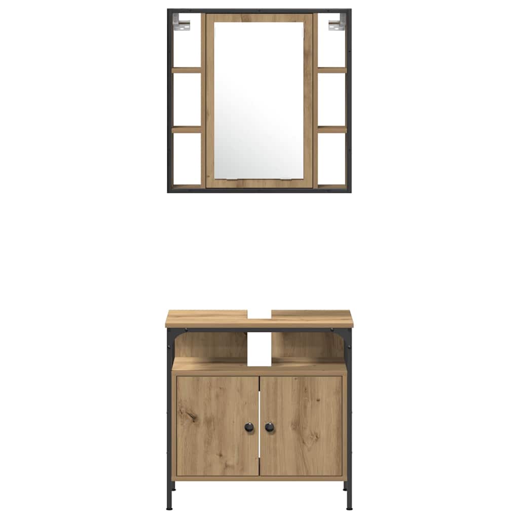 Badeværelsesskabsæt Med Dør 4 Pcs Artisan Eg 33 X 33 X 185.5 Cm - Billede 9