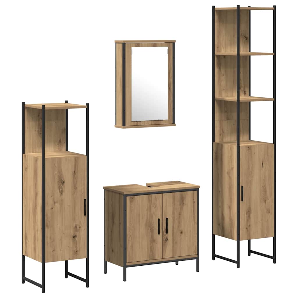 Badeværelsesmøbel Sæt Med Hylde 4 Pcs Brun 33 X 33 X 185.5 Cm - Billede 2