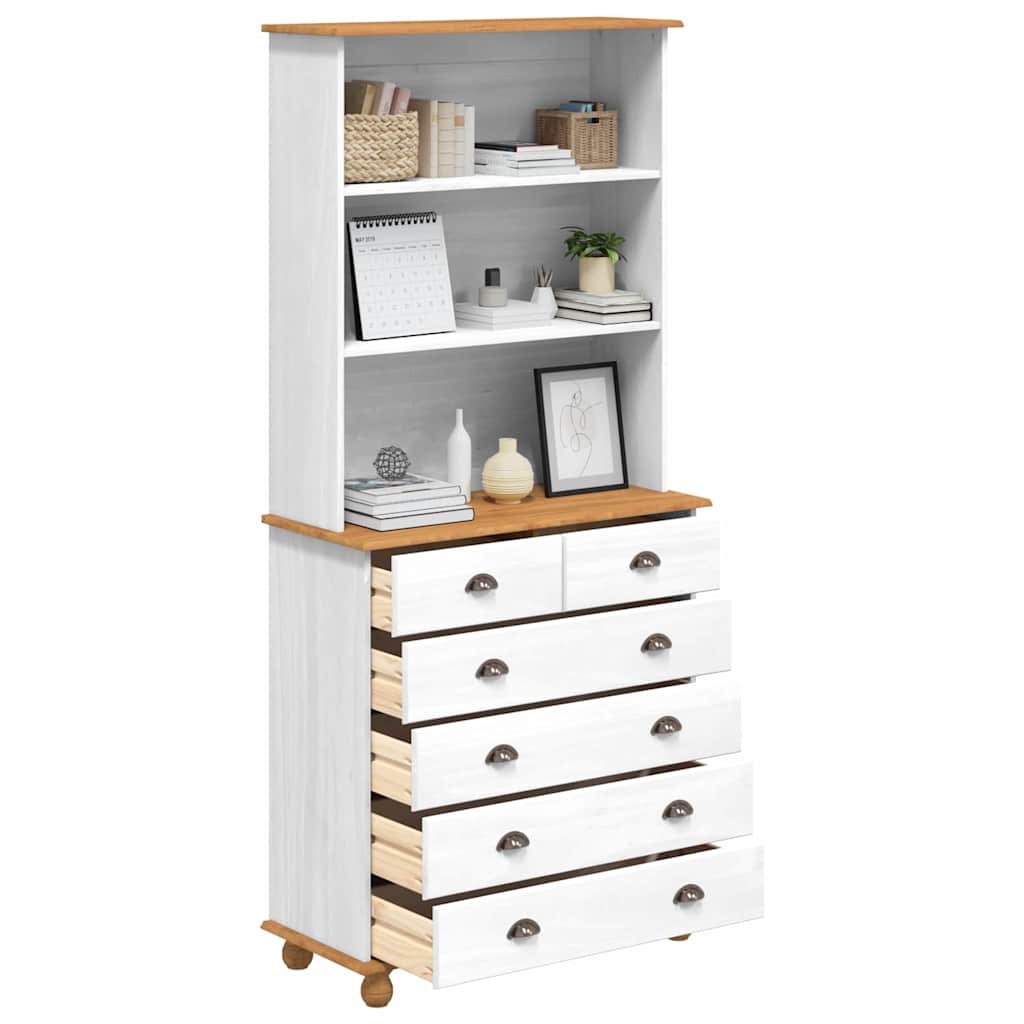 Skab Med Skuffe Askim Hvid 91 X 40 X 200.5 Cm Massivt Fyrretræ - Billede 3