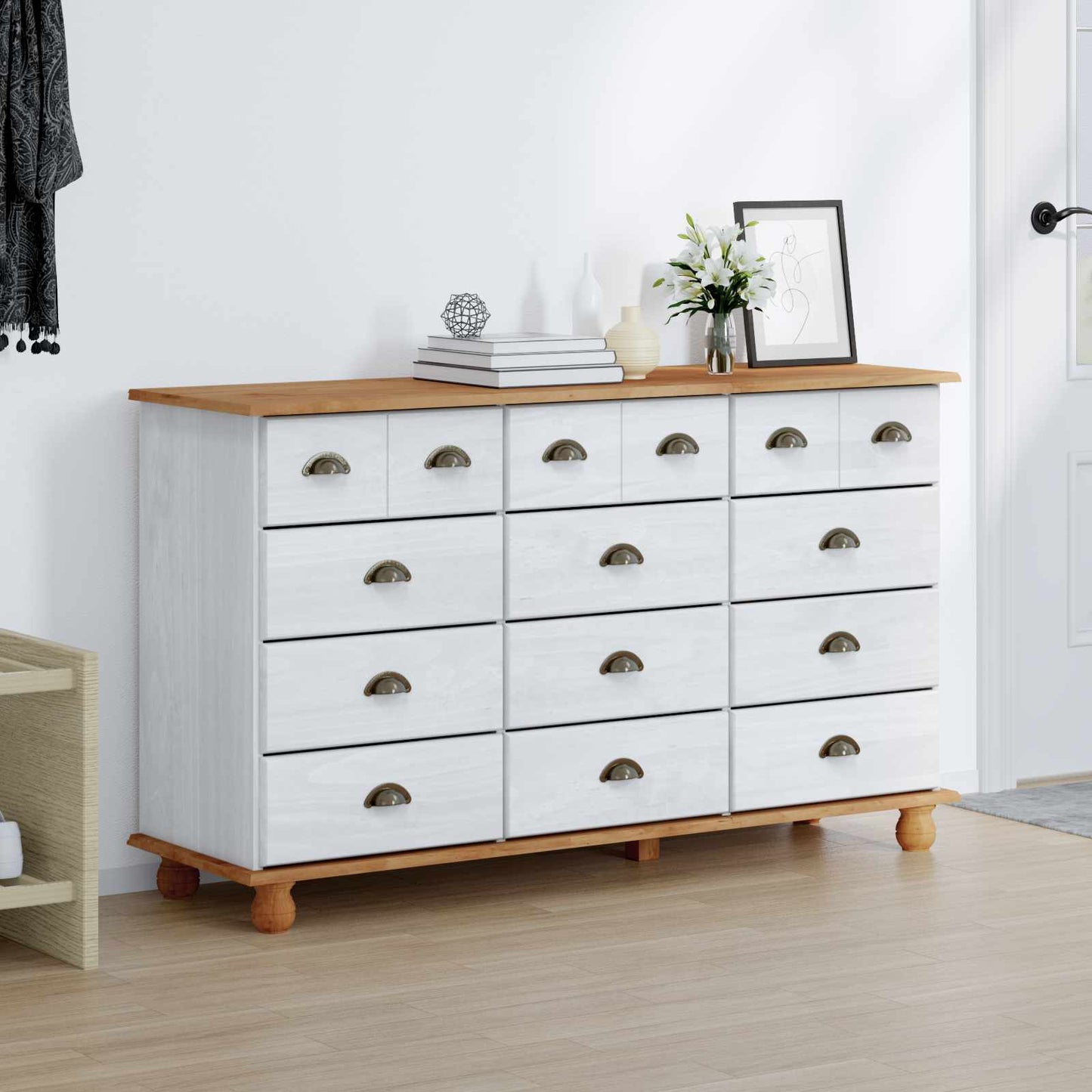 Skuffeskab Askim 79 X 40 X 133,5 Cm Massiv Fyrretræ - Variant 4105429