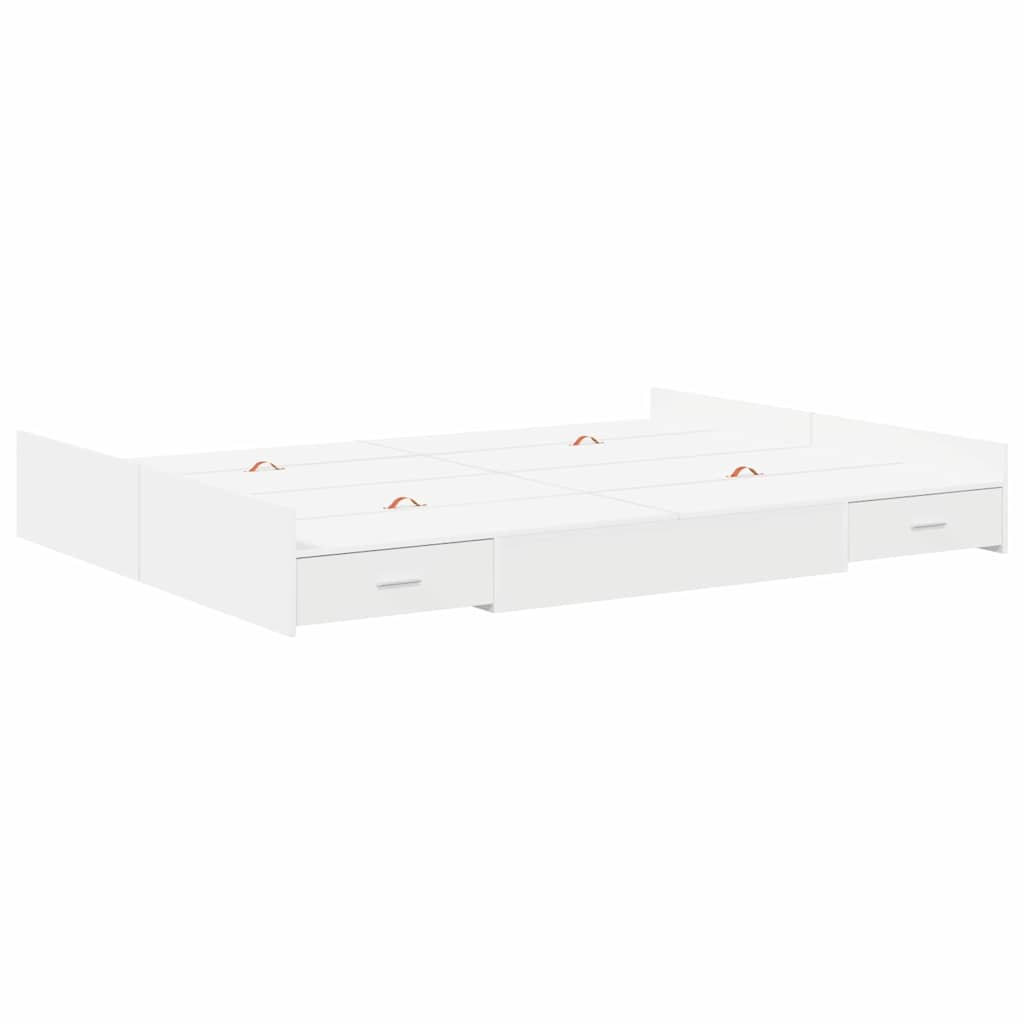 Seng Med Opbevaring Hvid 160 200 Cm Konstrueret Træ - Billede 2