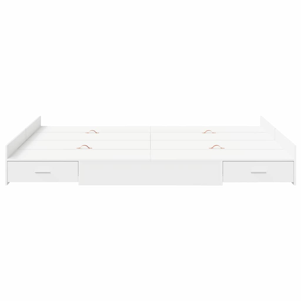 Seng Med Opbevaring Hvid 160 200 Cm Konstrueret Træ - Billede 5