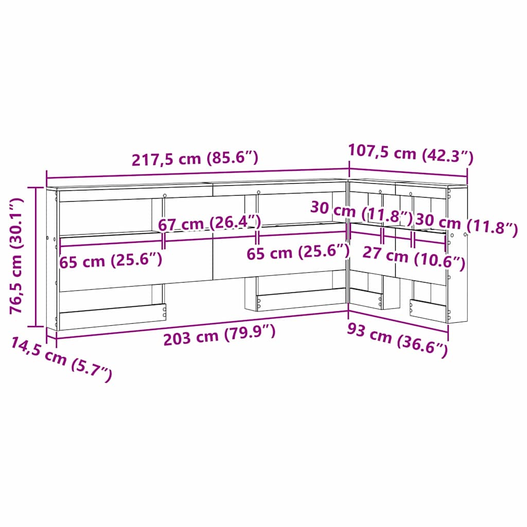 Opbevaringshovedgavl Med Hylde Sonoma-eg 90 Cm Konstrueret Træ - Billede 10
