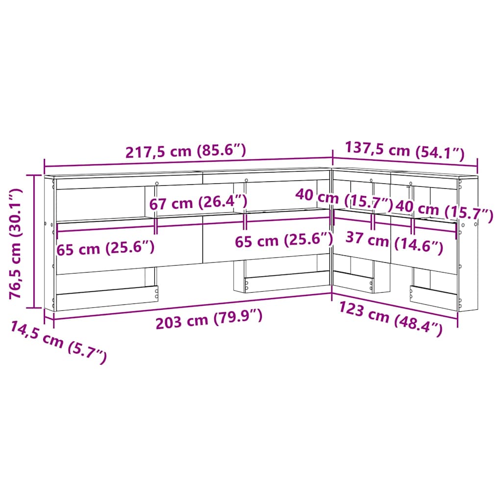 Opbevaringshovedgavl Med Hylde Sonoma-eg 120 Cm Konstrueret Træ - Billede 10