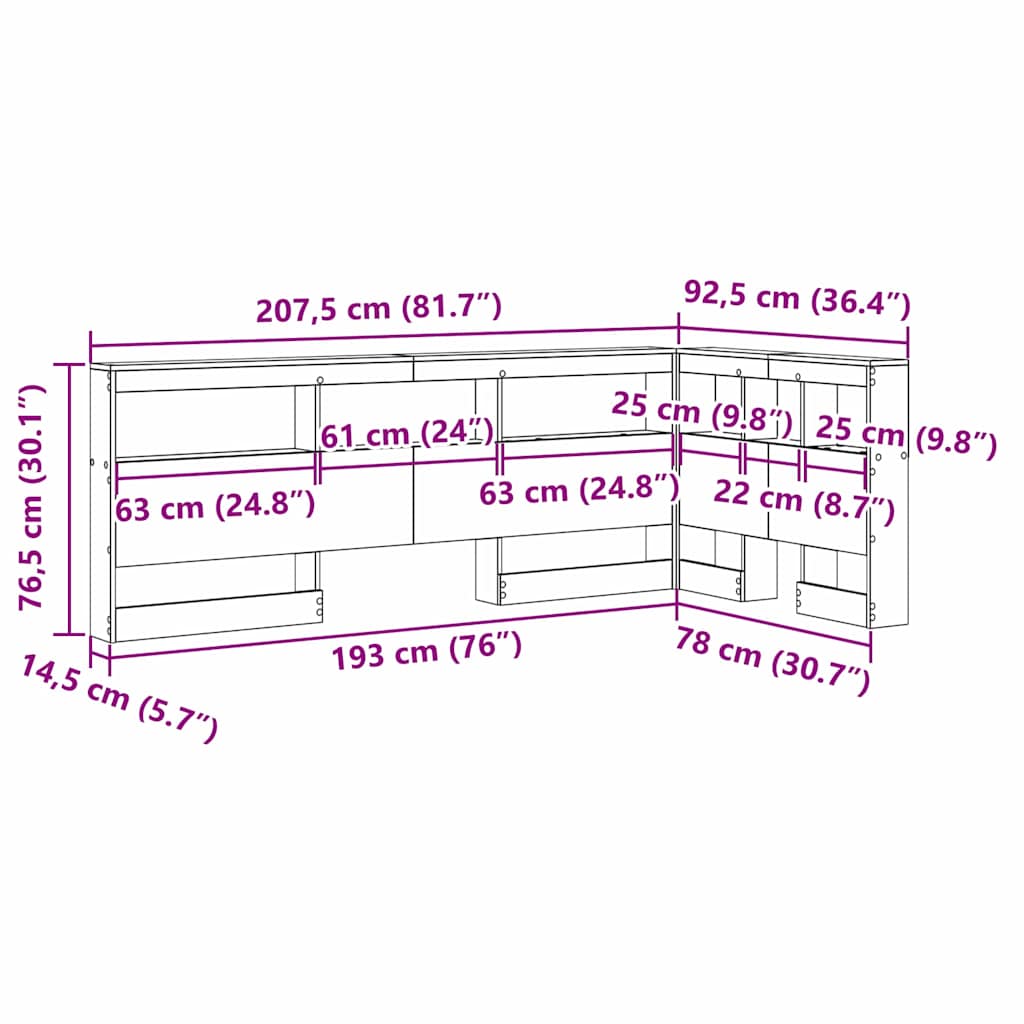 Opbevaringshovedgavl Med Hylde Artisan Eg 75 Cm Konstrueret Træ - Billede 12