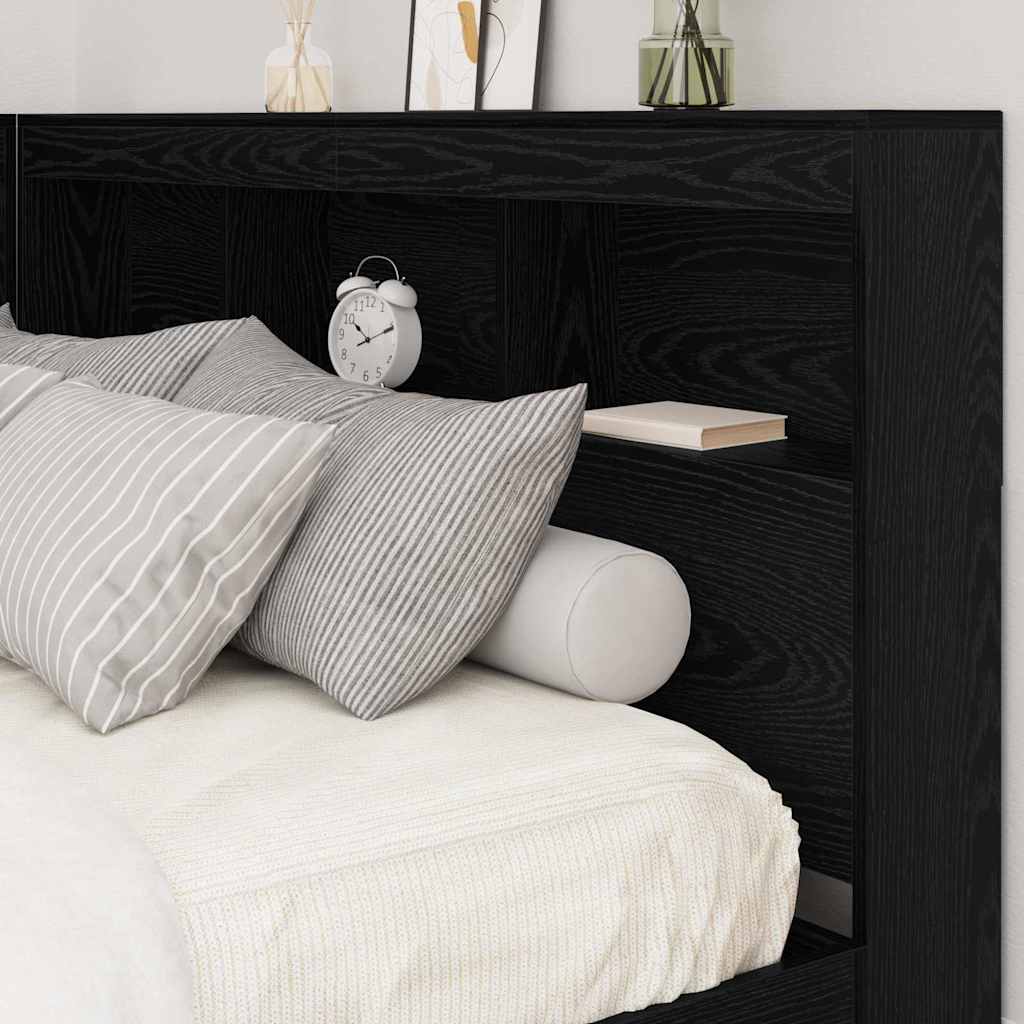 Opbevaringshovedgavl Med Hylde Sort Eg 140 Cm Konstrueret Træ - Billede 4