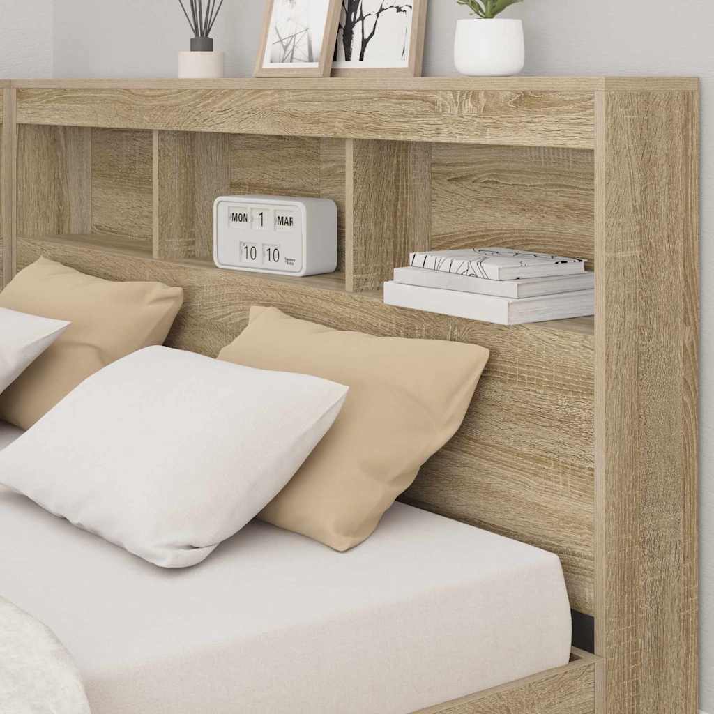 Opbevaringshovedgavl Med Hylde Sonoma-eg 135 Cm Konstrueret Træ - Billede 4