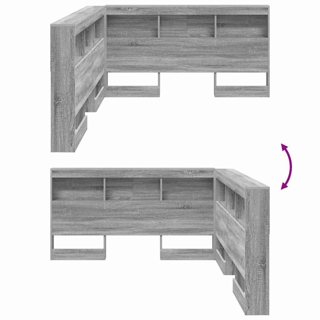 Opbevaringshovedgavl Grå Sonoma-eg 135 Cm Konstrueret Træ - Billede 10