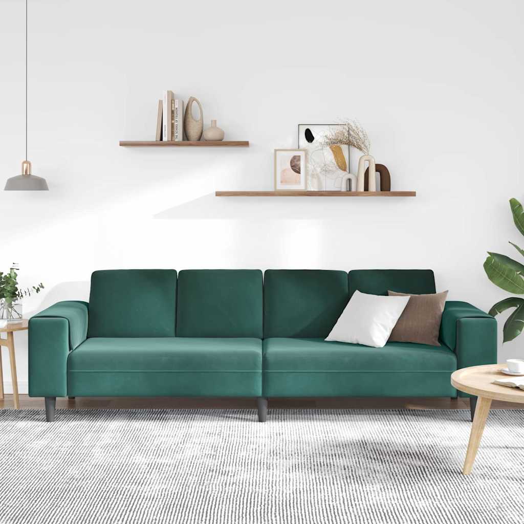 Sofa Sæt Mørkegrøn Fløjl - Billede 3