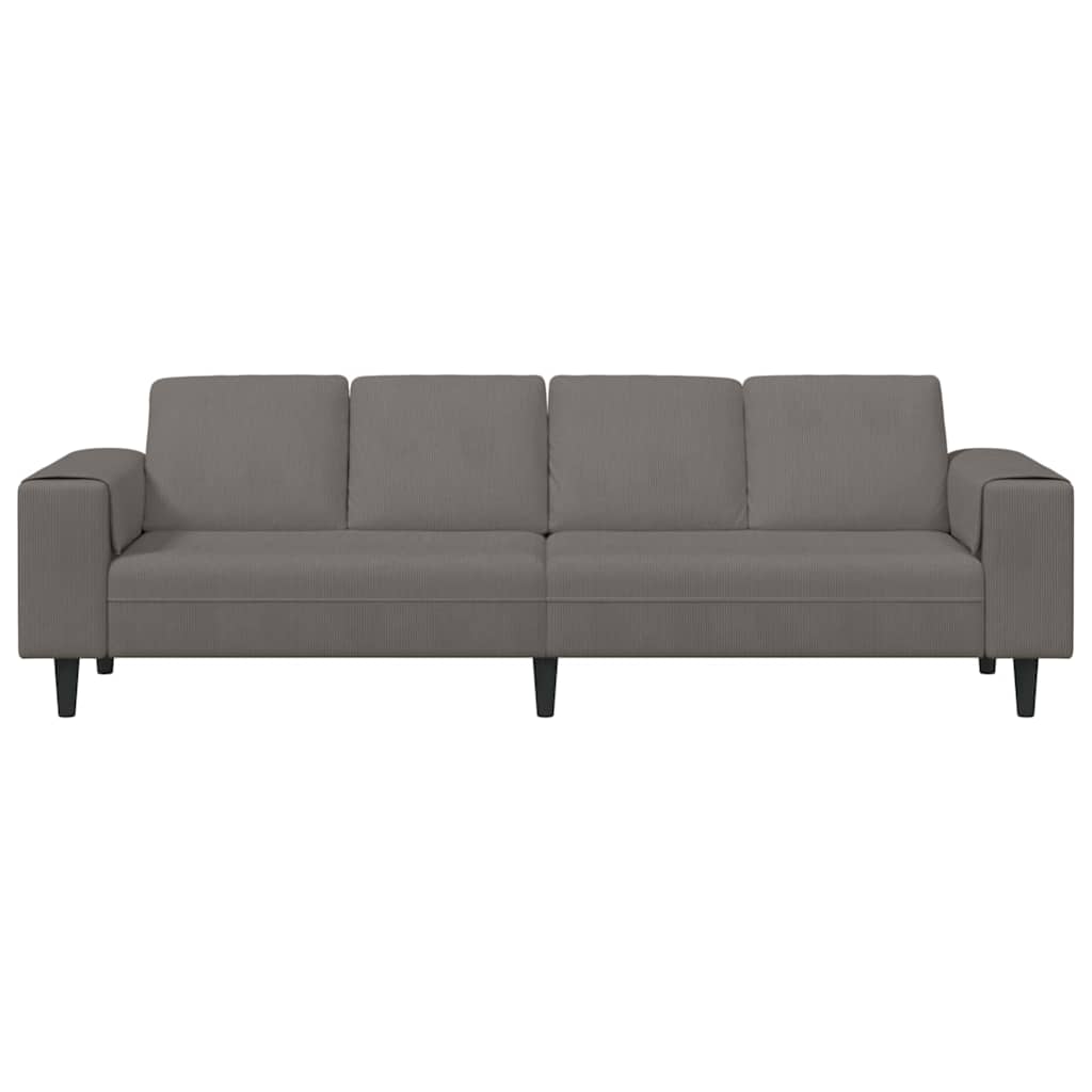 Stof Sofa Med Pude Lysegrå 208 Cm Corduroy Stof - Billede 4