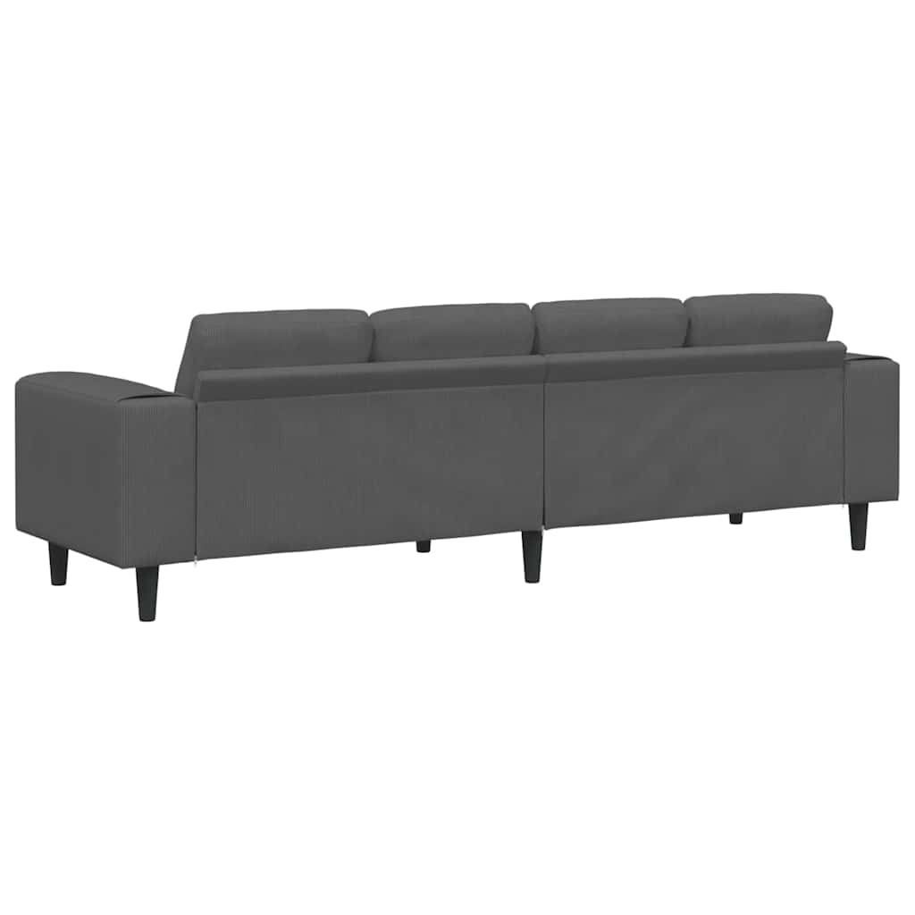 Stof Sofa Med Pude Mørkegrå Corduroy Stof - Billede 6