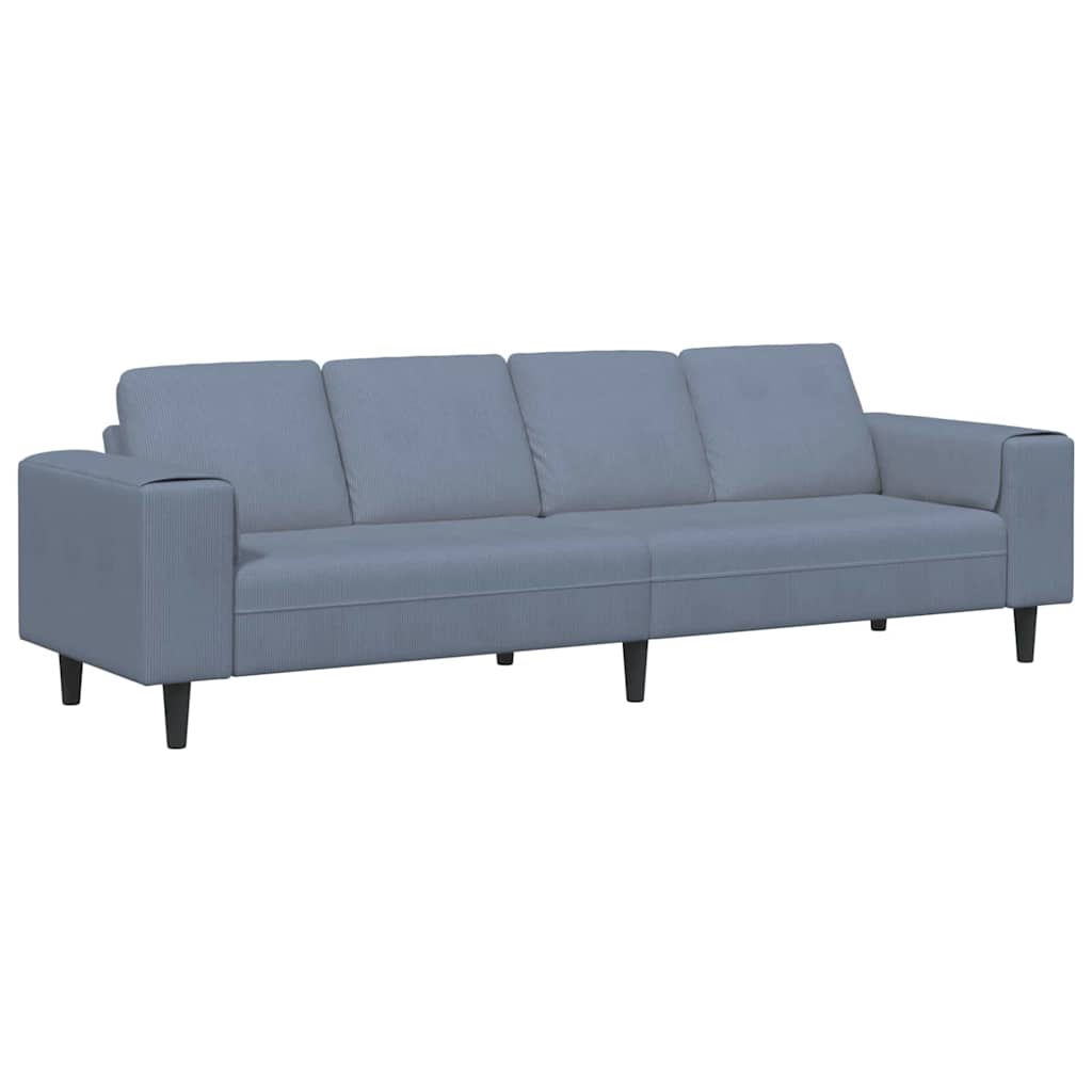 Stof Sofa Med Pude Blå 208 Cm Corduroy Stof - Billede 2