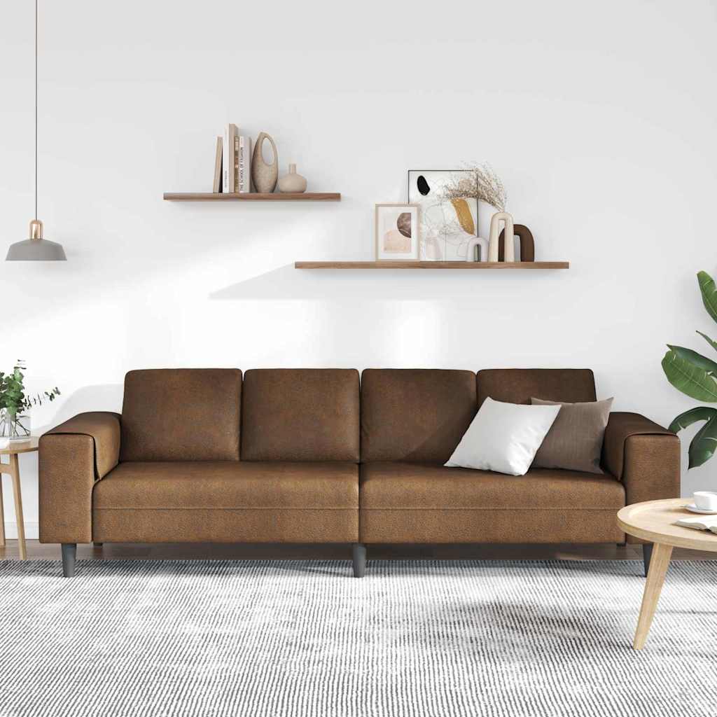 Sofa Sæt Brun Faux Suede Læder - Billede 3