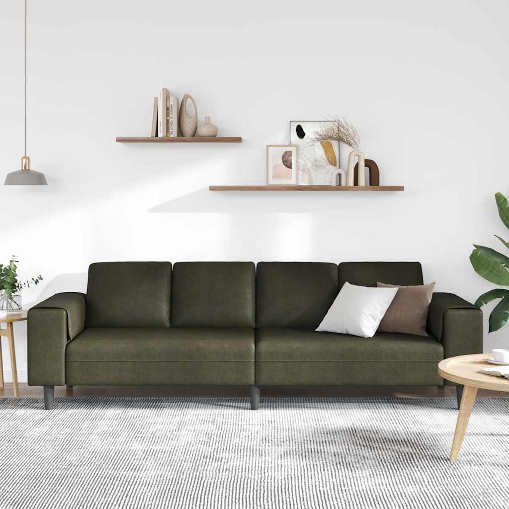 Sofa Sæt Army Grøn Faux Suede Læder - Billede 3