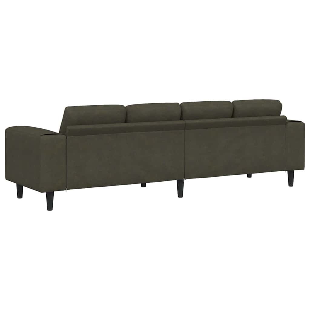 Sofa Sæt Army Grøn Faux Suede Læder - Billede 6