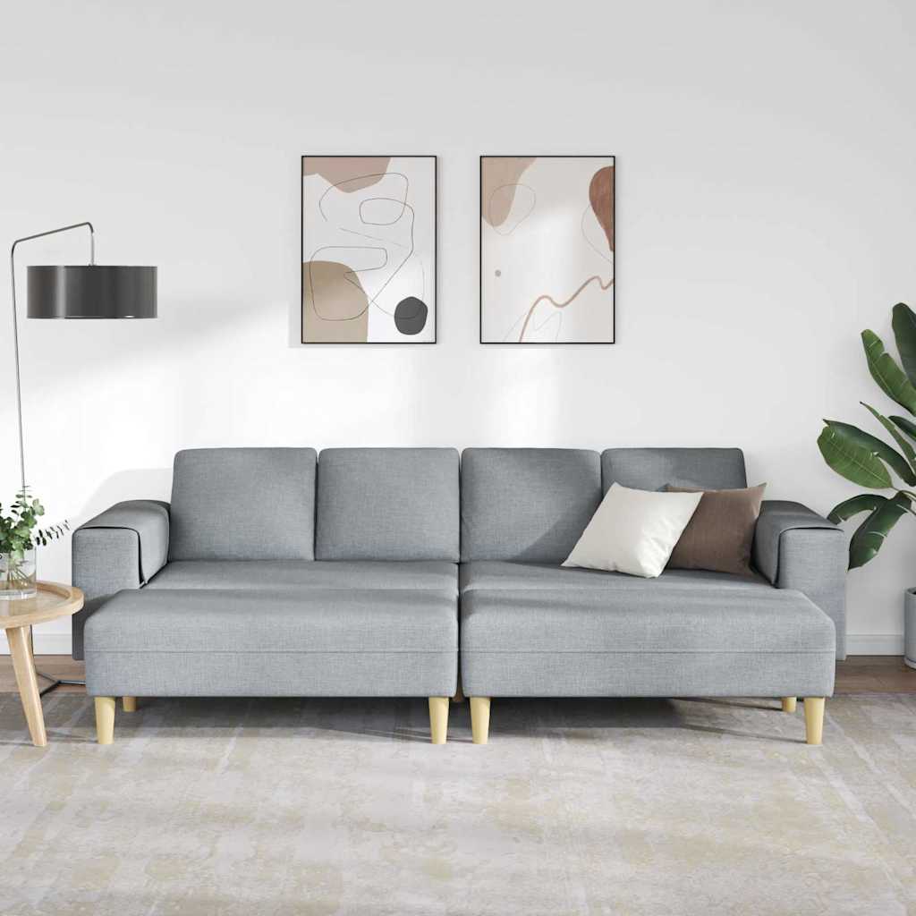 Sofa Sæt 3 Pcs Lysegrå Stof - Billede 3